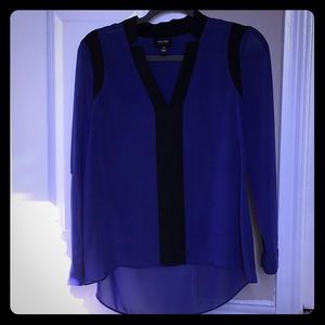 Black and Purple Sheer Blouse SZ XS